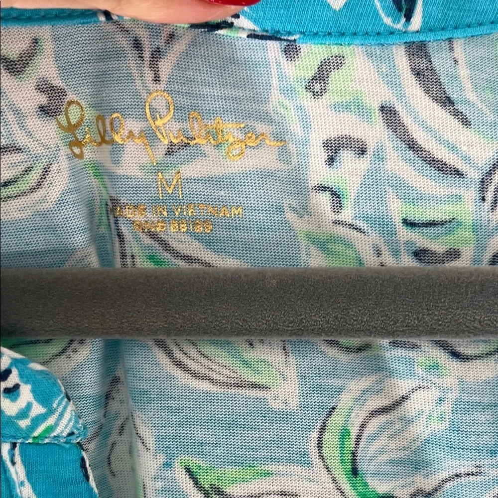 Lilly Pulitzer Turquoise and White Long Sleeve Dress - Picture 2 of 4